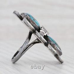 Vintage Native American Turquoise Ring Sterling Silver Navajo Jewelry Size 7.5