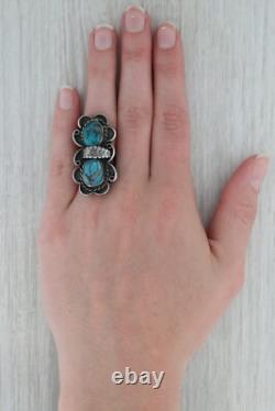 Vintage Native American Turquoise Ring Sterling Silver Navajo Jewelry Size 7.5