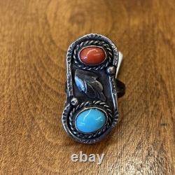 Vintage Native American Turquoise Ring Sterling Silver Navajo Ring OLD PAWN