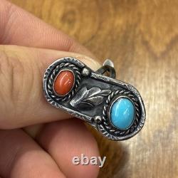 Vintage Native American Turquoise Ring Sterling Silver Navajo Ring OLD PAWN