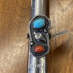 Vintage Native American Turquoise Ring Sterling Silver Navajo Ring OLD PAWN