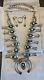 Vintage Native American Turquoise Squash Blossom Jewelry Set