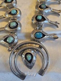Vintage Native American Turquoise Squash Blossom Jewelry Set
