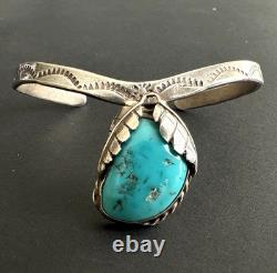 Vintage Native American Turquoise Sterling Silver Cuff Bracelet 6-1/4 #313