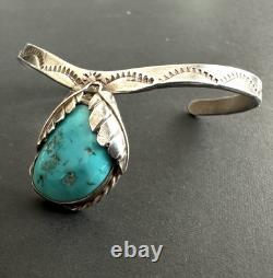 Vintage Native American Turquoise Sterling Silver Cuff Bracelet 6-1/4 #313