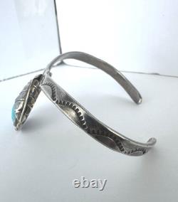 Vintage Native American Turquoise Sterling Silver Cuff Bracelet 6-1/4 #313