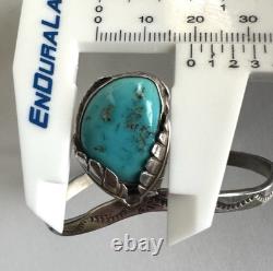 Vintage Native American Turquoise Sterling Silver Cuff Bracelet 6-1/4 #313