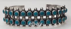 Vintage Native American Turquoise Sterling Silver Cuff Needlepoint Bracelet Lot
