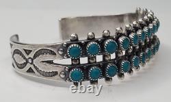 Vintage Native American Turquoise Sterling Silver Cuff Needlepoint Bracelet Lot