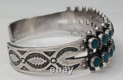 Vintage Native American Turquoise Sterling Silver Cuff Needlepoint Bracelet Lot