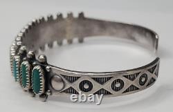 Vintage Native American Turquoise Sterling Silver Cuff Needlepoint Bracelet Lot