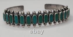 Vintage Native American Turquoise Sterling Silver Cuff Needlepoint Bracelet Lot