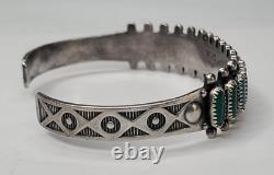 Vintage Native American Turquoise Sterling Silver Cuff Needlepoint Bracelet Lot