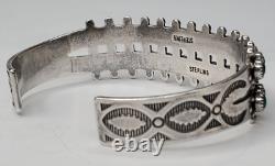 Vintage Native American Turquoise Sterling Silver Cuff Needlepoint Bracelet Lot