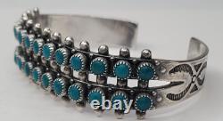 Vintage Native American Turquoise Sterling Silver Cuff Needlepoint Bracelet Lot