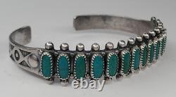 Vintage Native American Turquoise Sterling Silver Cuff Needlepoint Bracelet Lot