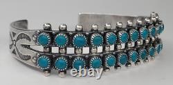 Vintage Native American Turquoise Sterling Silver Cuff Needlepoint Bracelet Lot