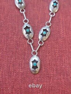 Vintage Native American Turquoise Sterling Silver Necklace/earring Set H5