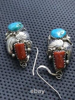 Vintage Native American Turquoise and Coral Jewelry set