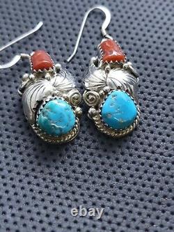Vintage Native American Turquoise and Coral Jewelry set