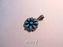 Vintage Native American Turquoise and Sterling Silver Pendant