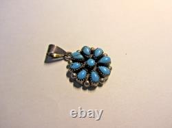 Vintage Native American Turquoise and Sterling Silver Pendant