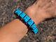 Vintage Native American Turquoise with Pyrite Cuff Bracelet Handmade Jewelry Sz 8
