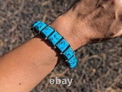 Vintage Native American Turquoise with Pyrite Cuff Bracelet Handmade Jewelry Sz 8