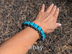 Vintage Native American Turquoise with Pyrite Cuff Bracelet Handmade Jewelry Sz 8