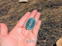 Vintage Native American Women's Blue Turquoise Earrings Zuni Needlepoint Jewelry