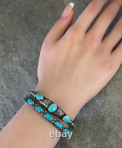 Vintage Native American ZUNI CHEAMA Turquoise Sterling silver Bracelet