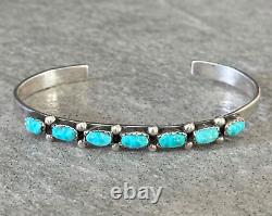 Vintage Native American ZUNI Carved Turquoise Sterling silver Bracelet