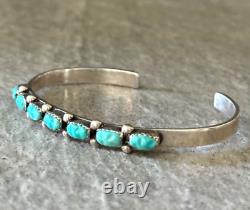Vintage Native American ZUNI Carved Turquoise Sterling silver Bracelet