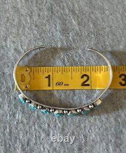 Vintage Native American ZUNI Carved Turquoise Sterling silver Bracelet