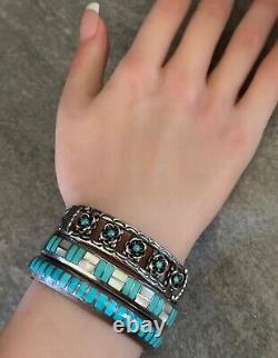 Vintage Native American ZUNI E&C WASETA Turquoise Sterling silver Bracelet