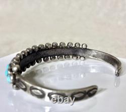 Vintage Native American ZUNI HANDCUT Turquoise Snake eye Sterling Bracelet 18g