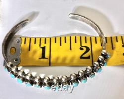 Vintage Native American ZUNI HANDCUT Turquoise Snake eye Sterling Bracelet 18g