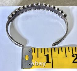 Vintage Native American ZUNI HANDCUT Turquoise Snake eye Sterling Bracelet 18g