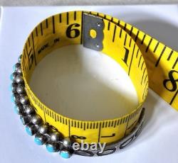 Vintage Native American ZUNI HANDCUT Turquoise Snake eye Sterling Bracelet 18g