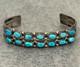 Vintage Native American ZUNI HAND CUT Turquoise Two Row Sterling Bracelet 6.5 in