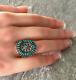 Vintage Native American ZUNI Needle point Turquoise sterling RING 6.5 Signed