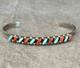 Vintage Native American ZUNI Needlepoint Turquoise Coral Sterling Bracelet