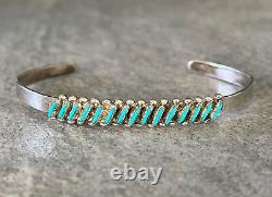 Vintage Native American ZUNI Needlepoint Turquoise Sterling silver Bracelet