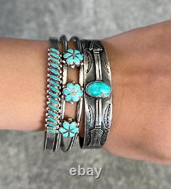 Vintage Native American ZUNI Needlepoint Turquoise Sterling silver Bracelet
