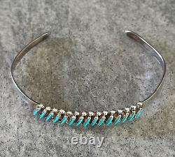 Vintage Native American ZUNI Needlepoint Turquoise Sterling silver Bracelet