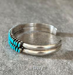 Vintage Native American ZUNI Needlepoint Turquoise Sterling silver Bracelet