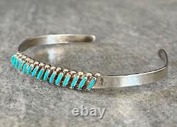 Vintage Native American ZUNI Needlepoint Turquoise Sterling silver Bracelet