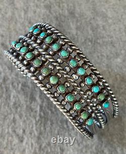 Vintage Native American ZUNI Snake Eye Turquoise 40's Sterling silver Bracelet