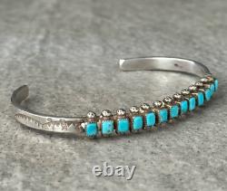 Vintage Native American ZUNI Square Turquoise Sterling silver Bracelet 6-7/8