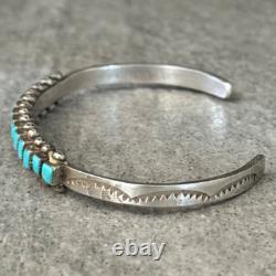 Vintage Native American ZUNI Square Turquoise Sterling silver Bracelet 6-7/8